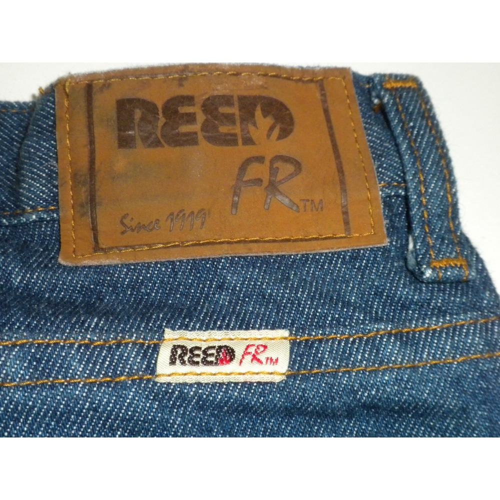 Reed FR‎ Jeans Mens 38x37 Blue Denim Flame Resistant Straight CAT 2 Distressed